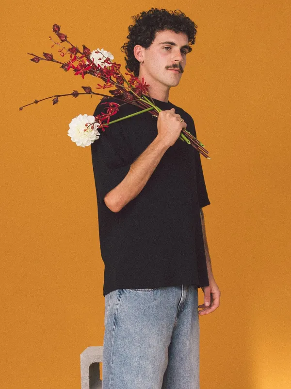 Existencial Waffle Box Fit Cropped Tee - Black sold by Thrills