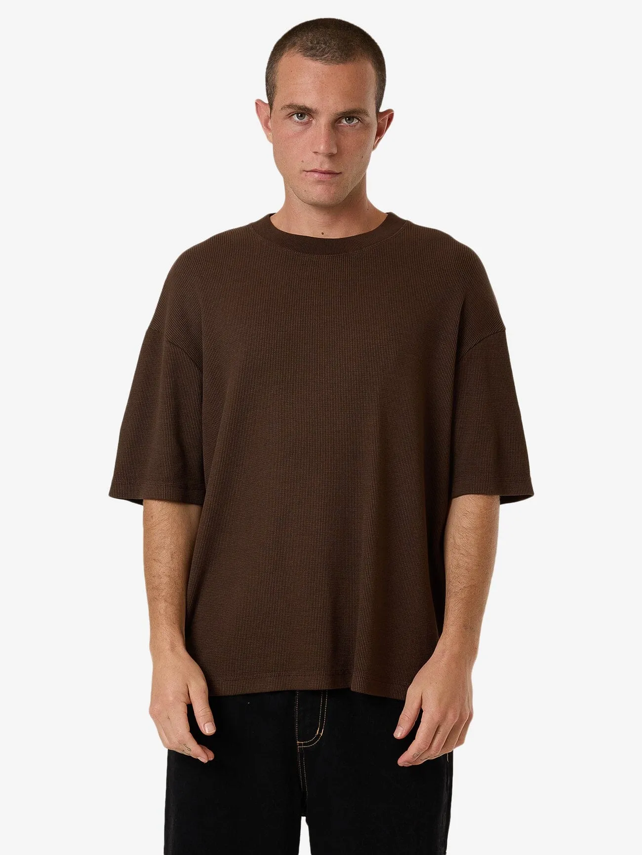 Arts & Industrial Box Fit Cropped Tee - Postal Brown sold by Thrills product image thumbnail 3