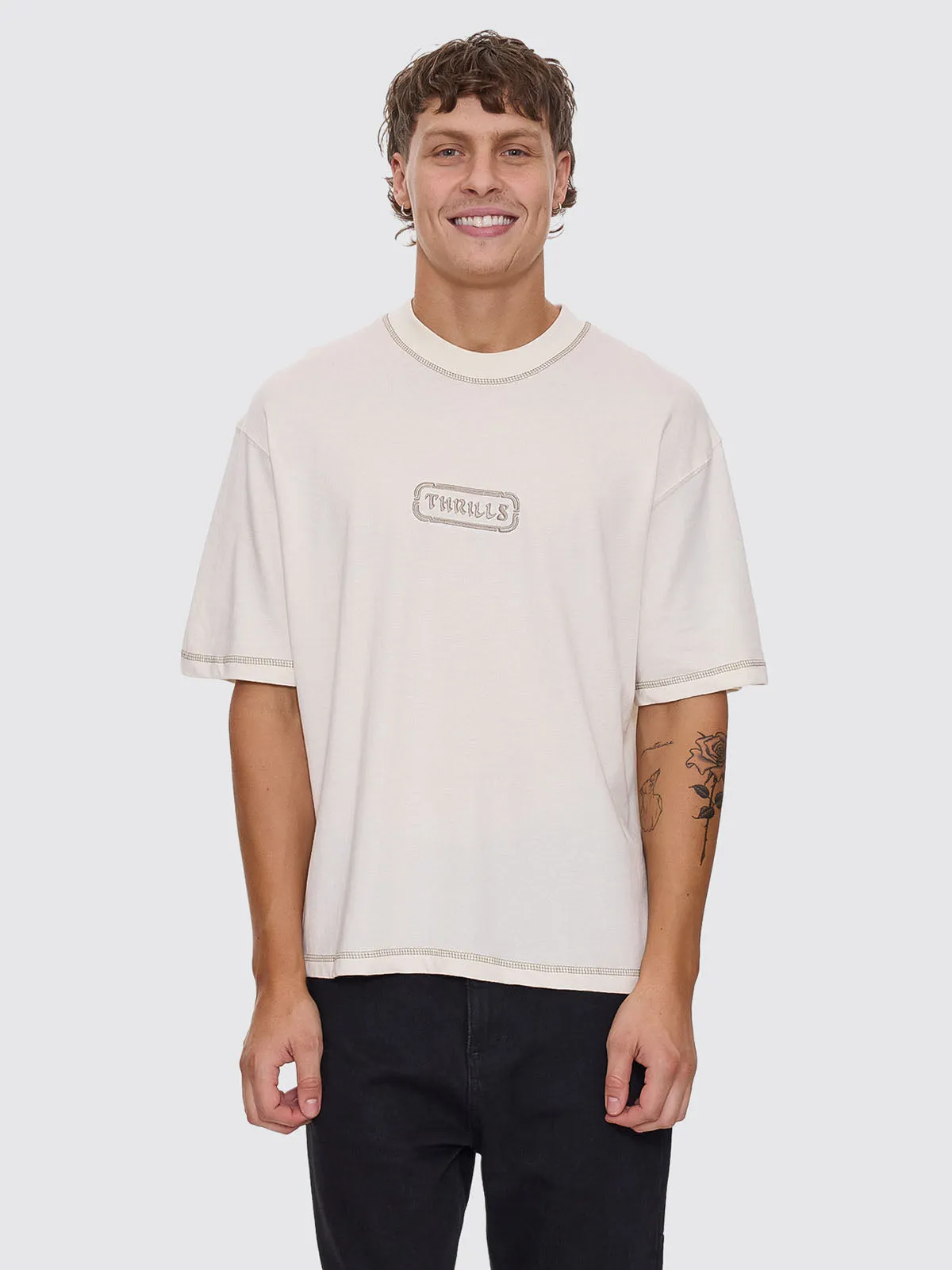 Lost In Paradise Embro Box Crop Tee - Unbleached sold by Thrills