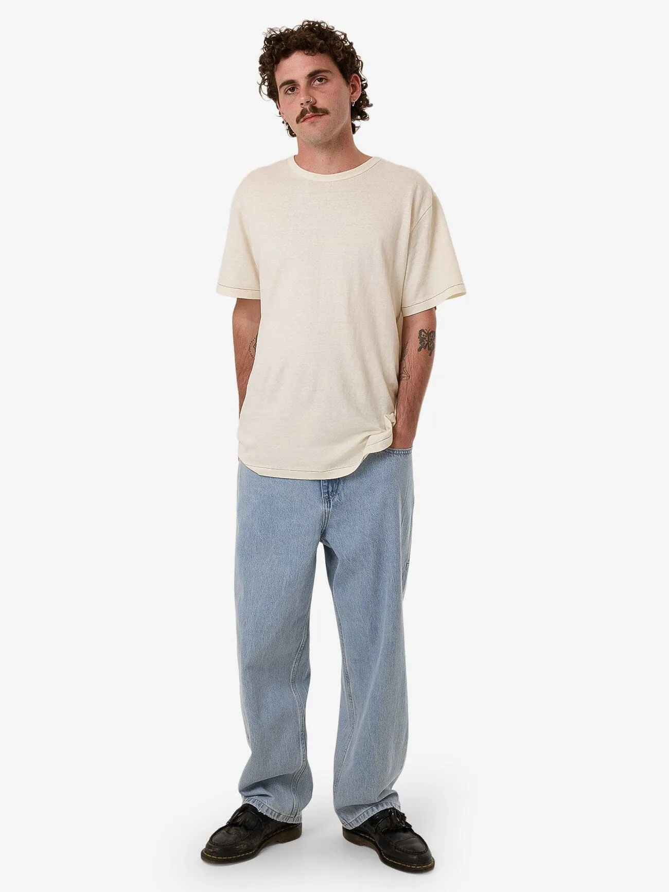 Hemp Thrills Embro Contrast Stitch Merch Fit Tee - Dirty White sold by Thrills product image thumbnail 5