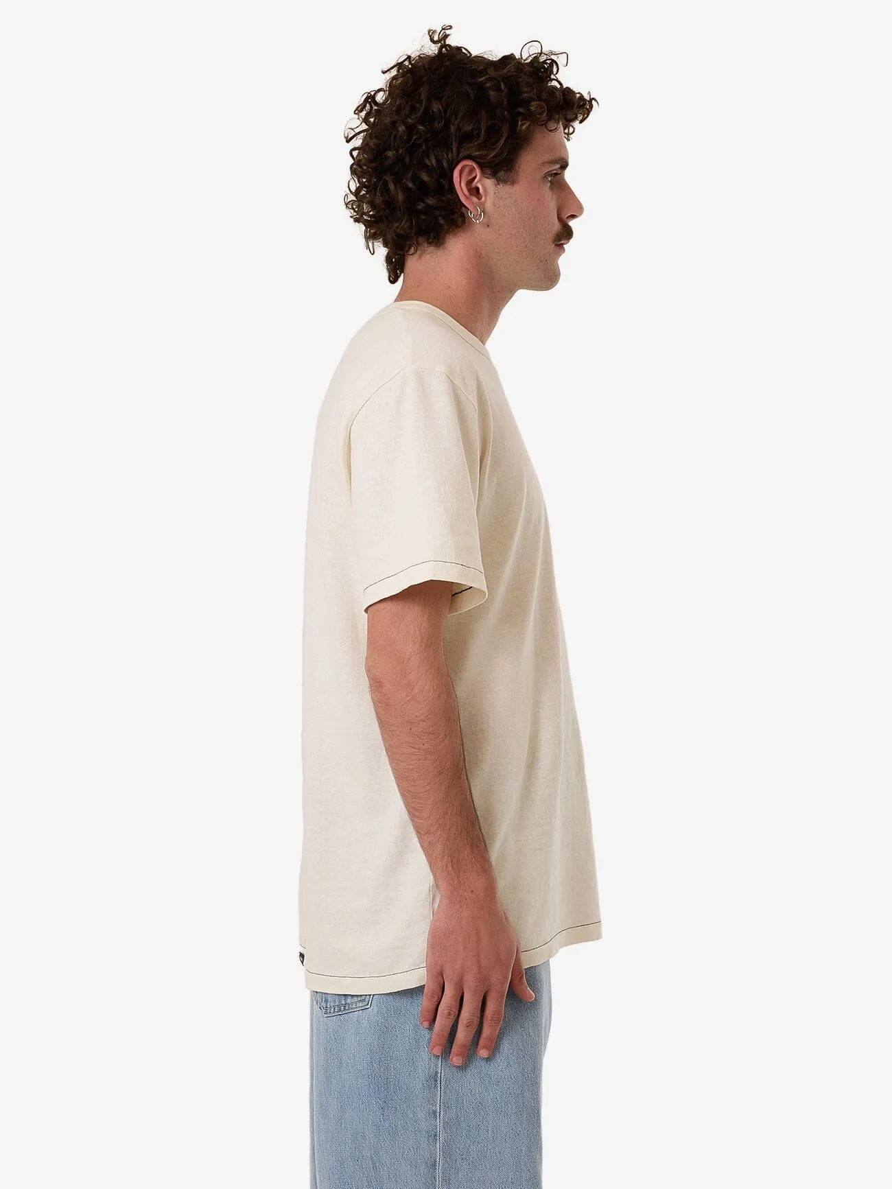 Hemp Thrills Embro Contrast Stitch Merch Fit Tee - Dirty White sold by Thrills product image thumbnail 3