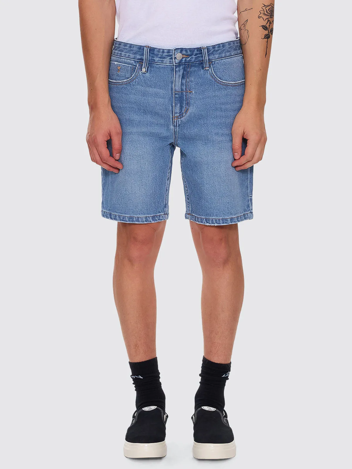 Bones Hemmed Denim Short - Dark Dust Blue sold by Thrills
