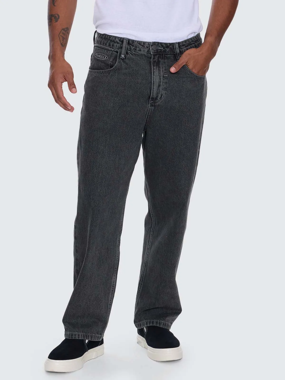 Nightshade Big Slacker Denim Jean - Seaglass Black Overdye sold by Thrills