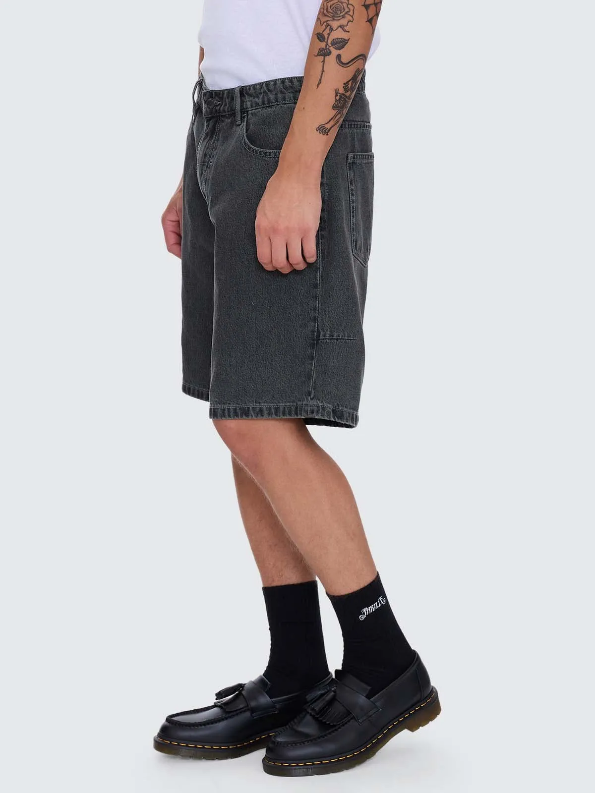 Nightshade Mid Slacker Denim Short - Seaglass Black Overdye sold by Thrills product image thumbnail 4