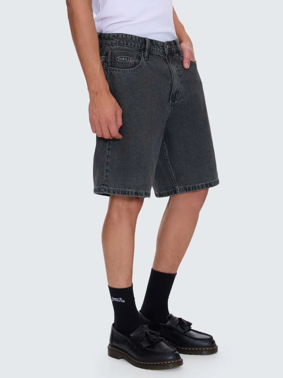 Nightshade Mid Slacker Denim Short - Seaglass Black Overdye sold by Thrills product image thumbnail 5