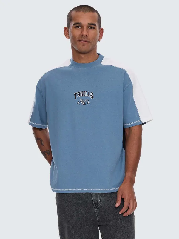 Campus Embro Box Fit Oversize Panel Tee - Smog made by Thrills