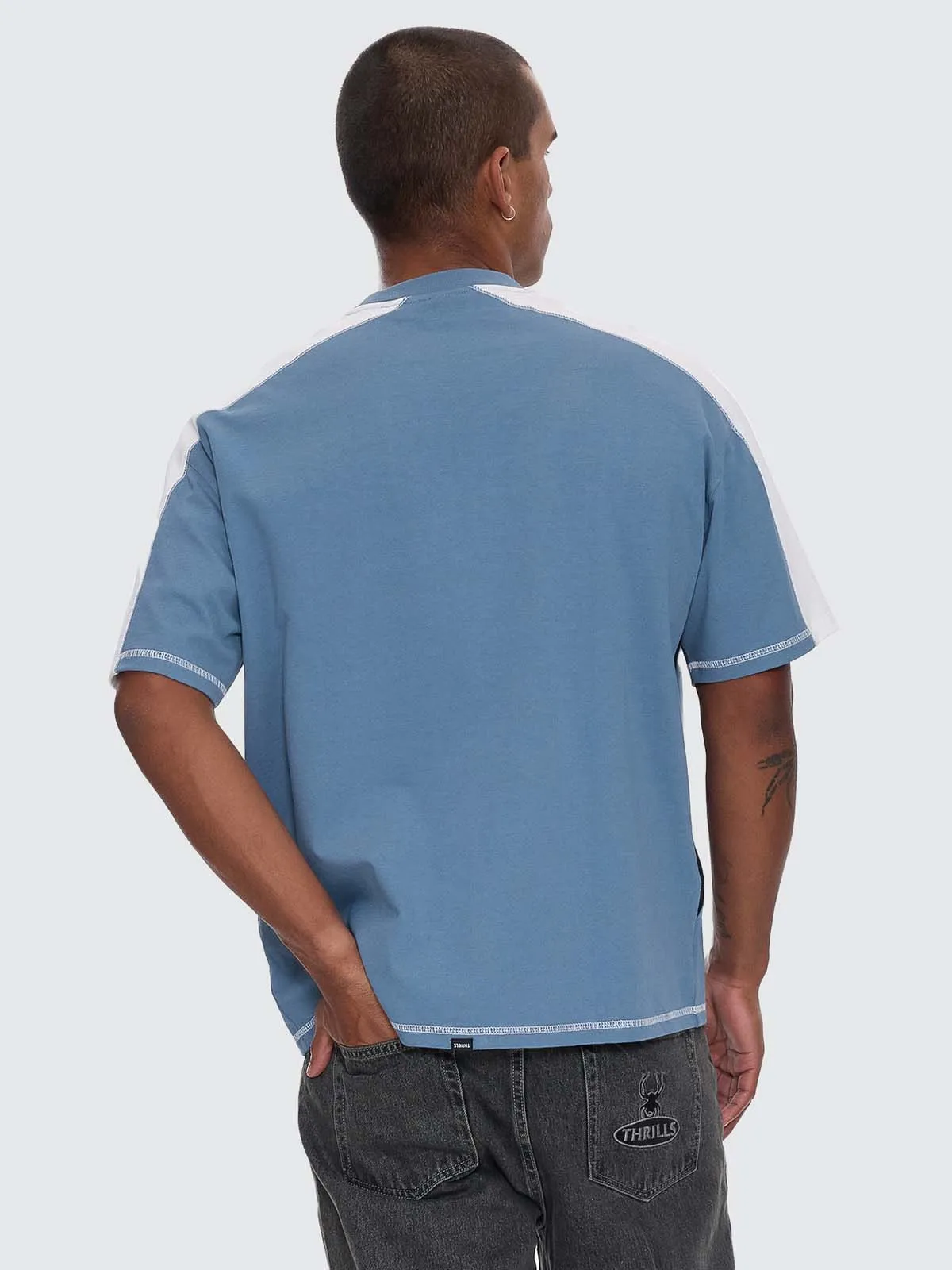 Campus Embro Box Fit Oversize Panel Tee - Smog sold by Thrills product image thumbnail 2