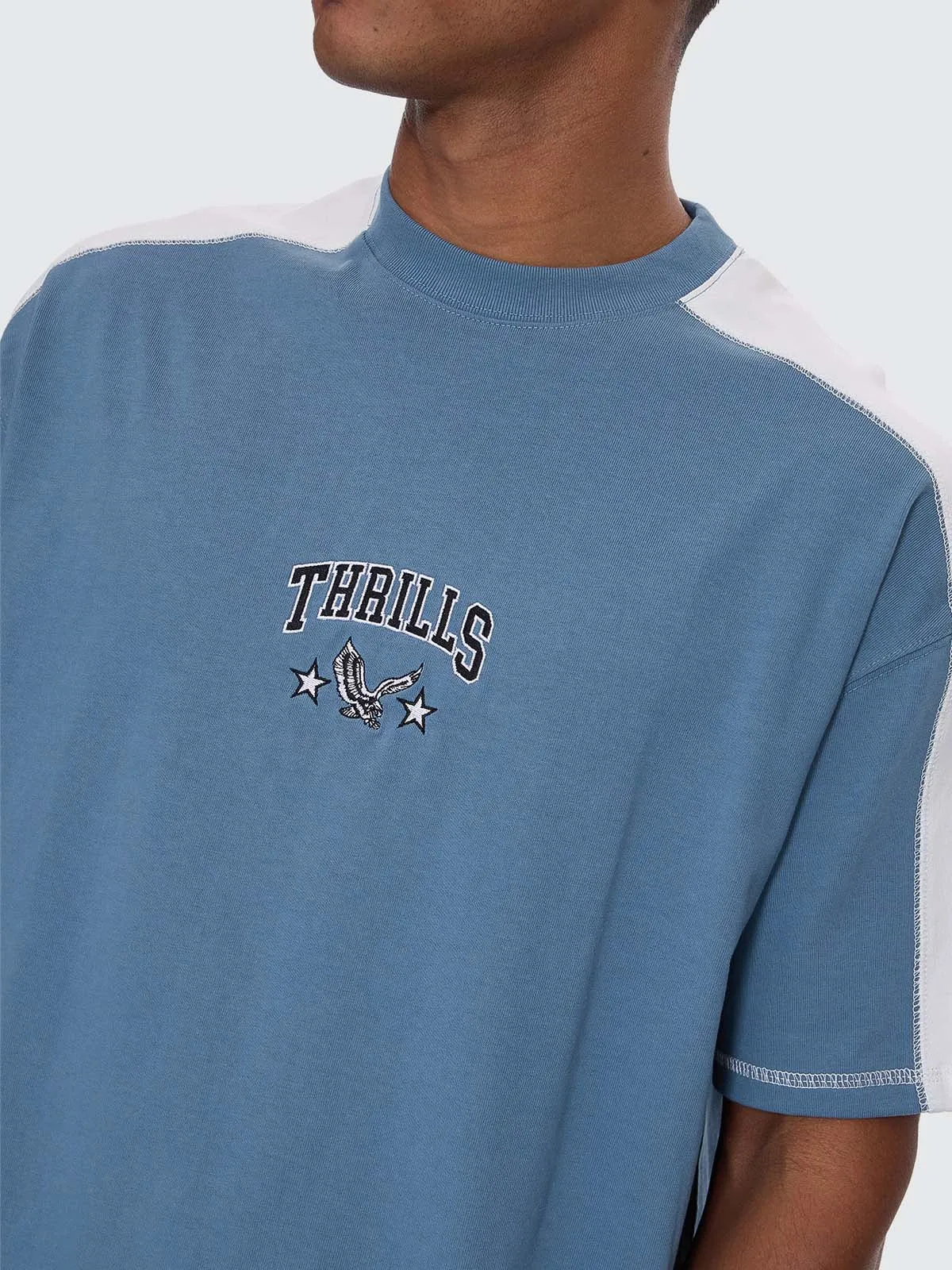 Campus Embro Box Fit Oversize Panel Tee - Smog sold by Thrills product image thumbnail 3