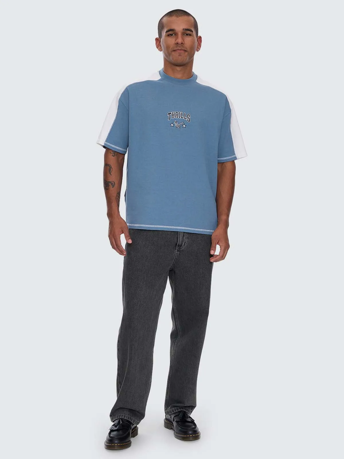 Campus Embro Box Fit Oversize Panel Tee - Smog sold by Thrills product image thumbnail 4