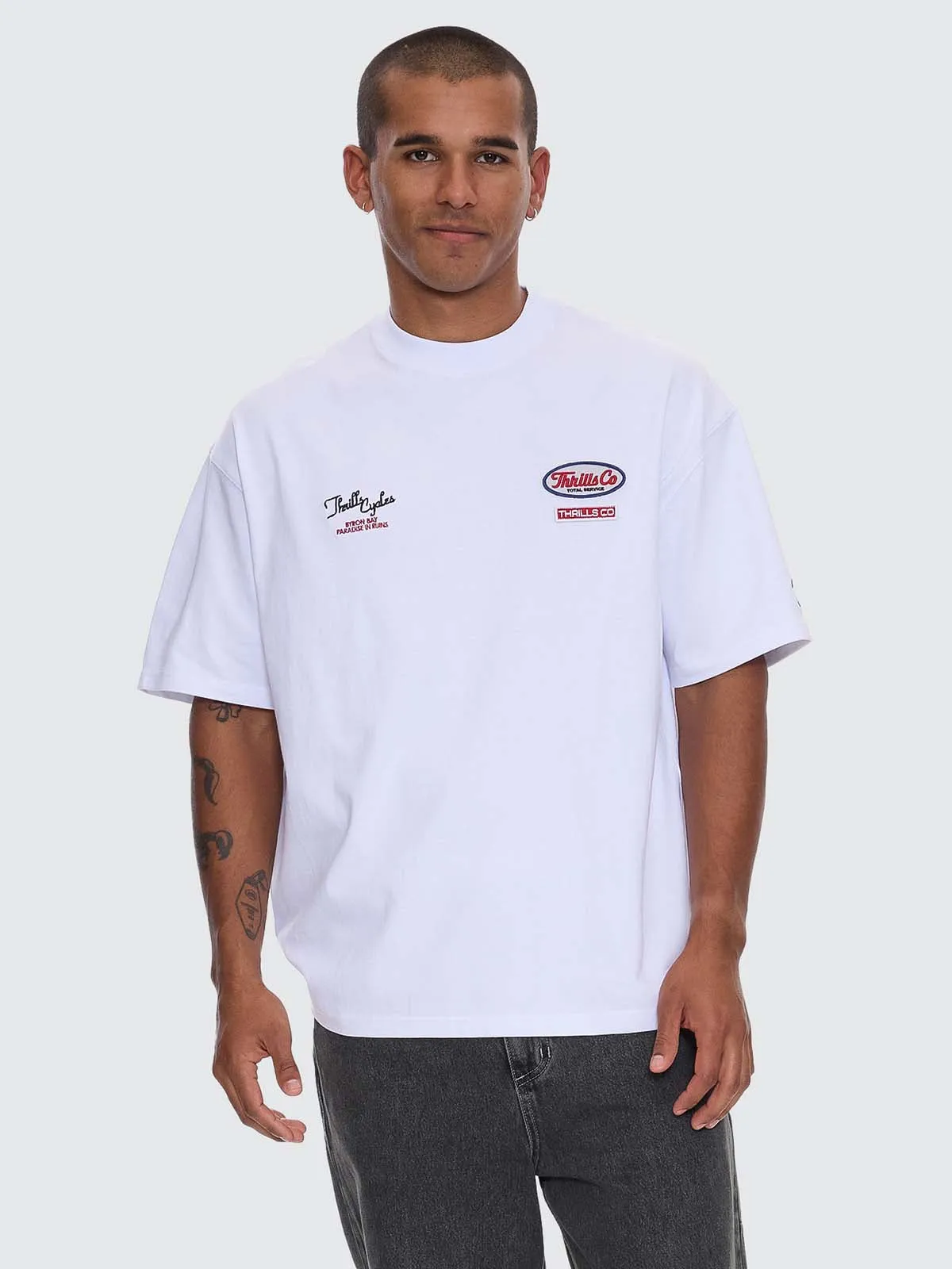 Double Time Box Fit Oversize Tee - White sold by Thrills