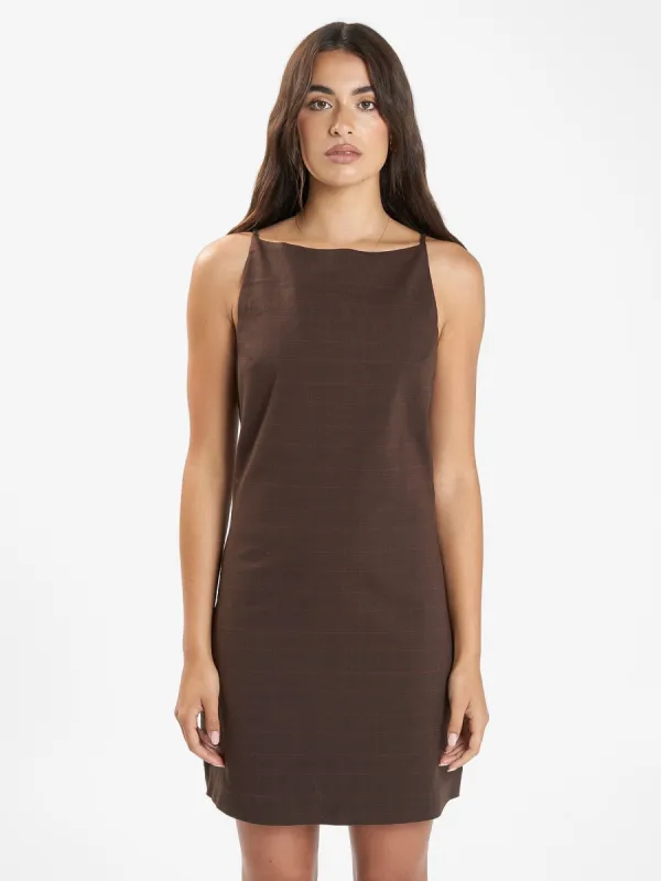Alessia Mini Dress - Burnt Chestnut sold by Thrills