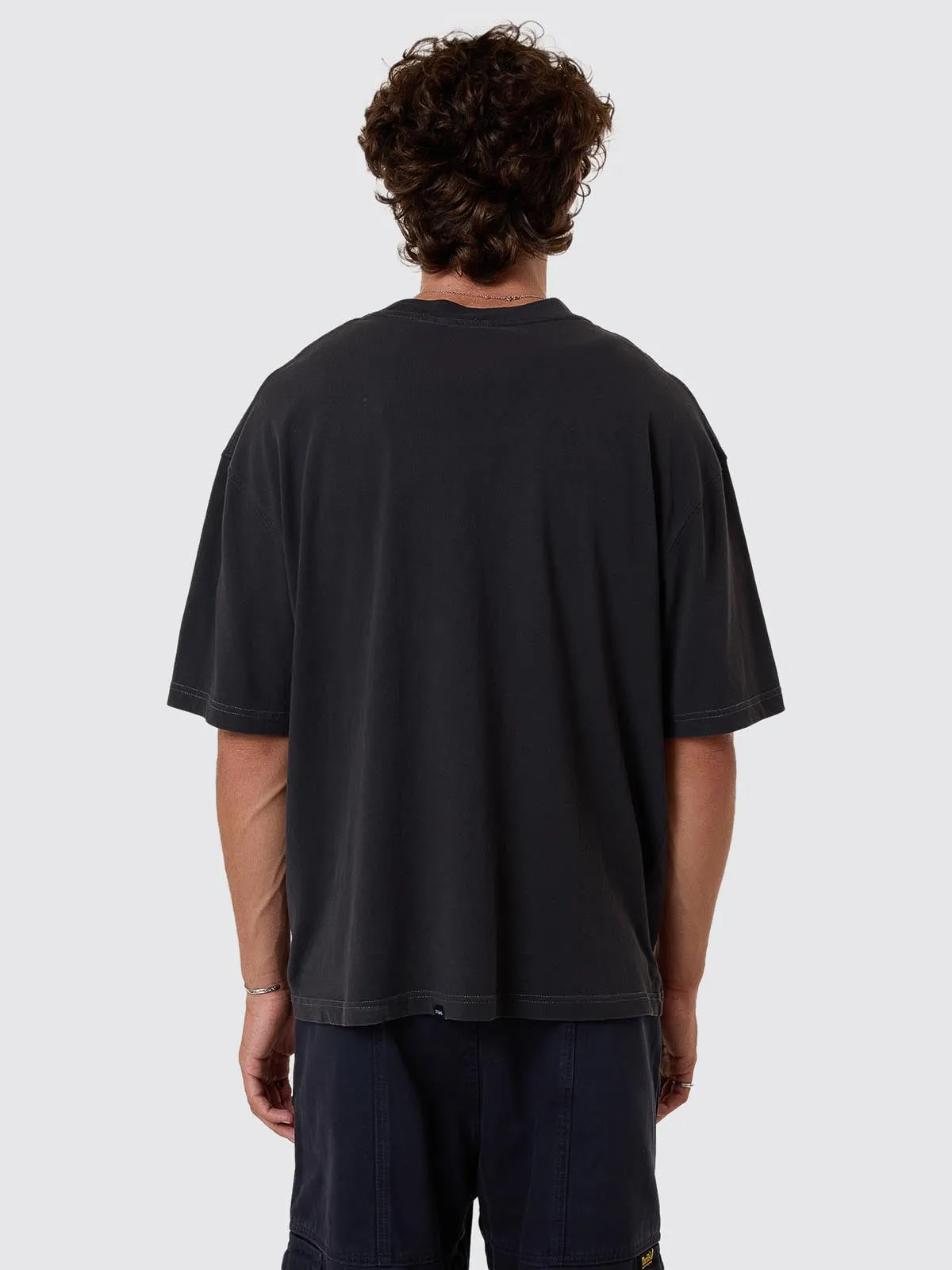 Constant Chaos Box Fit Oversize Cropped Tee - Blue Graphite sold by Thrills product image thumbnail 3