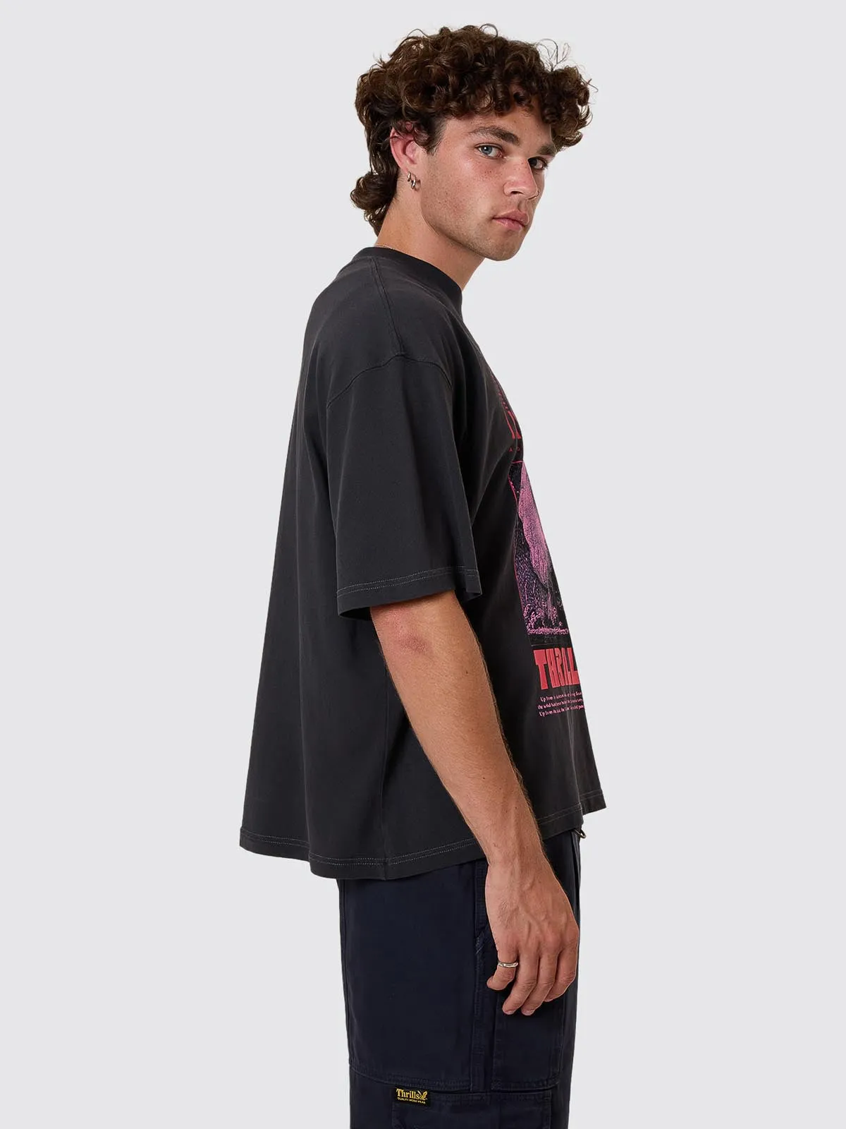 Constant Chaos Box Fit Oversize Cropped Tee - Blue Graphite sold by Thrills product image thumbnail 4