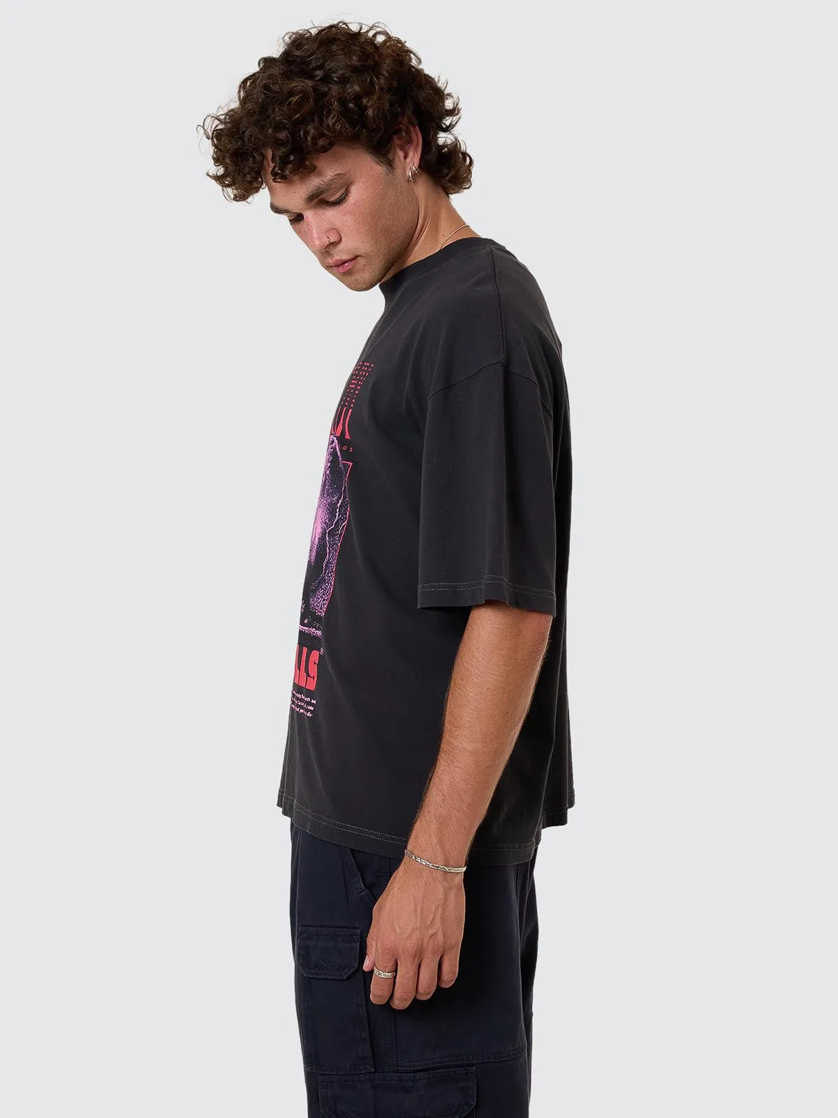 Constant Chaos Box Fit Oversize Cropped Tee - Blue Graphite sold by Thrills product image thumbnail 5