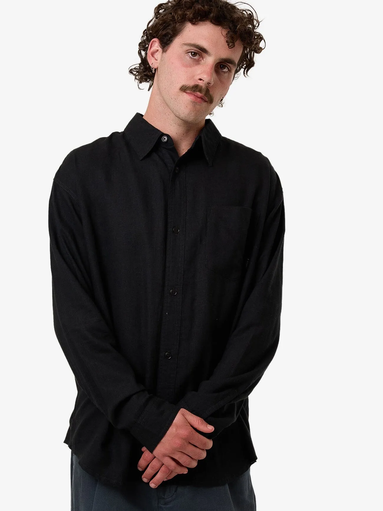Hemp Thrills Oversize Long Sleeve Shirt - Black sold by Thrills