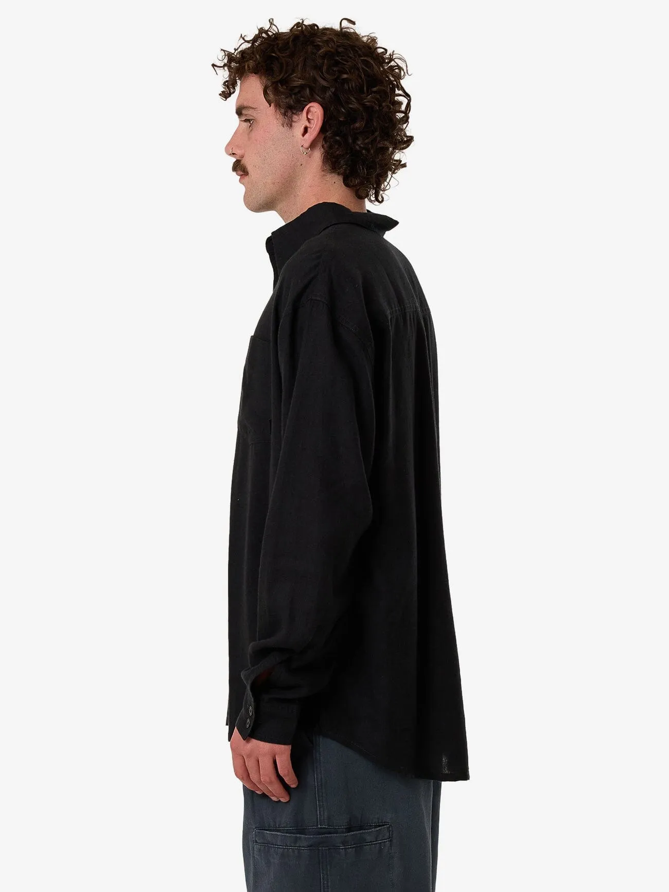 Hemp Thrills Oversize Long Sleeve Shirt - Black sold by Thrills product image thumbnail 4