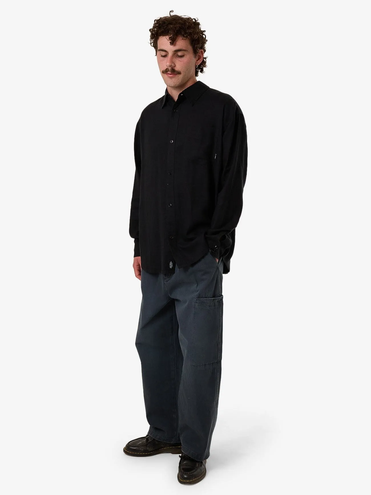 Hemp Thrills Oversize Long Sleeve Shirt - Black sold by Thrills product image thumbnail 3