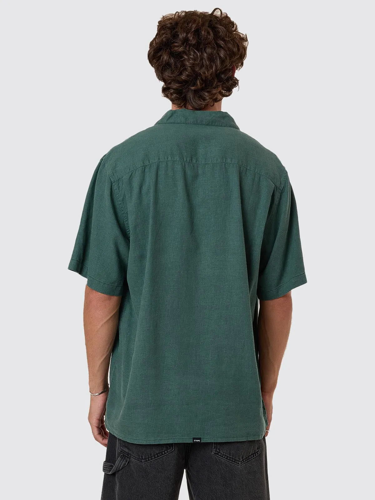 Hemp Minimal Thrills Contrast Stitch Bowling Shirt - Sea Pine sold by Thrills product image thumbnail 2