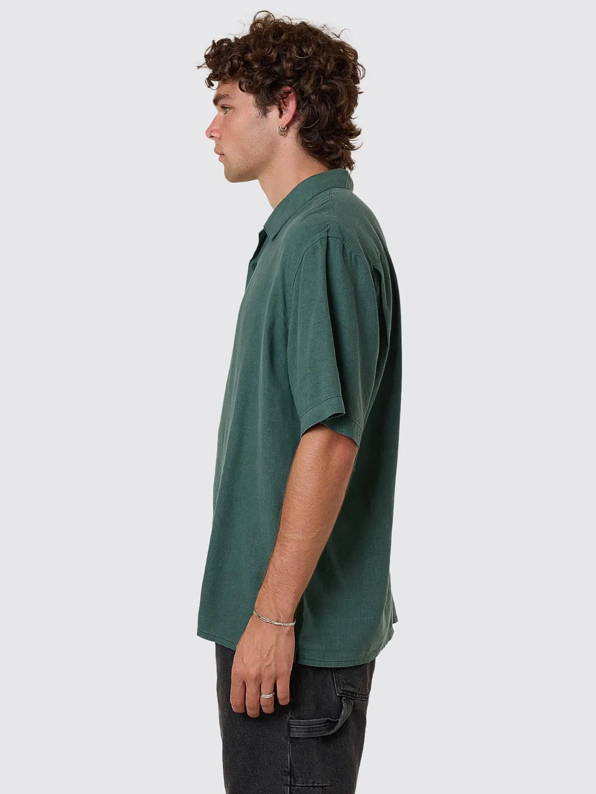 Hemp Minimal Thrills Contrast Stitch Bowling Shirt - Sea Pine sold by Thrills product image thumbnail 5