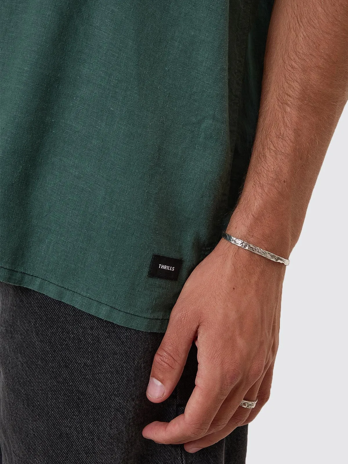 Hemp Minimal Thrills Contrast Stitch Bowling Shirt - Sea Pine sold by Thrills product image thumbnail 4