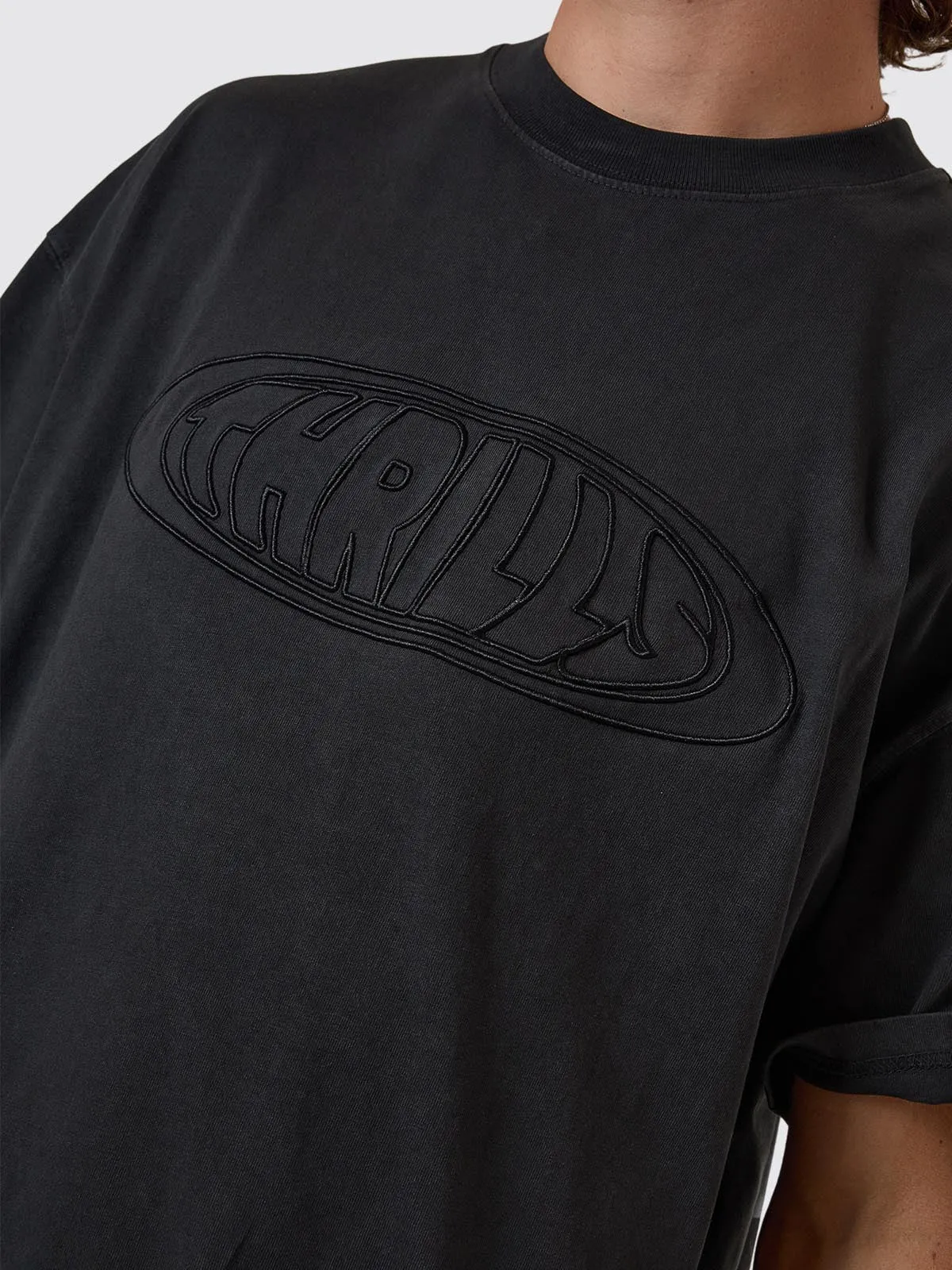 Shadowless Embro Oversize Box Fit Tee - Pirate Black sold by Thrills product image thumbnail 2