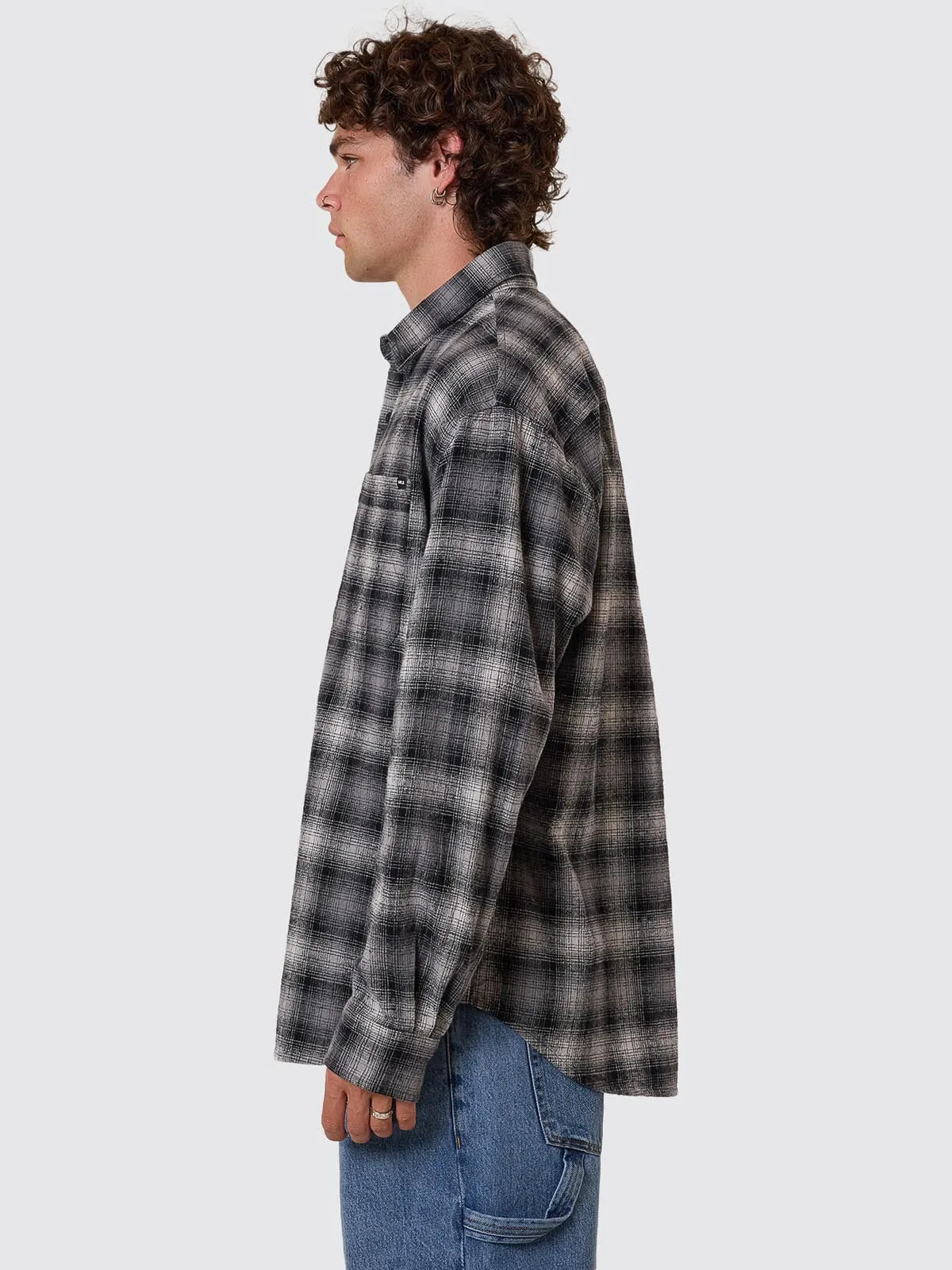 Barrio Long Sleeve Flannel Shirt - Black sold by Thrills product image thumbnail 4