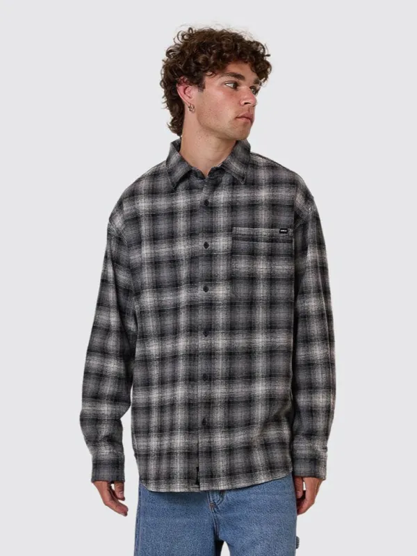 Barrio Long Sleeve Flannel Shirt - Black sold by Thrills