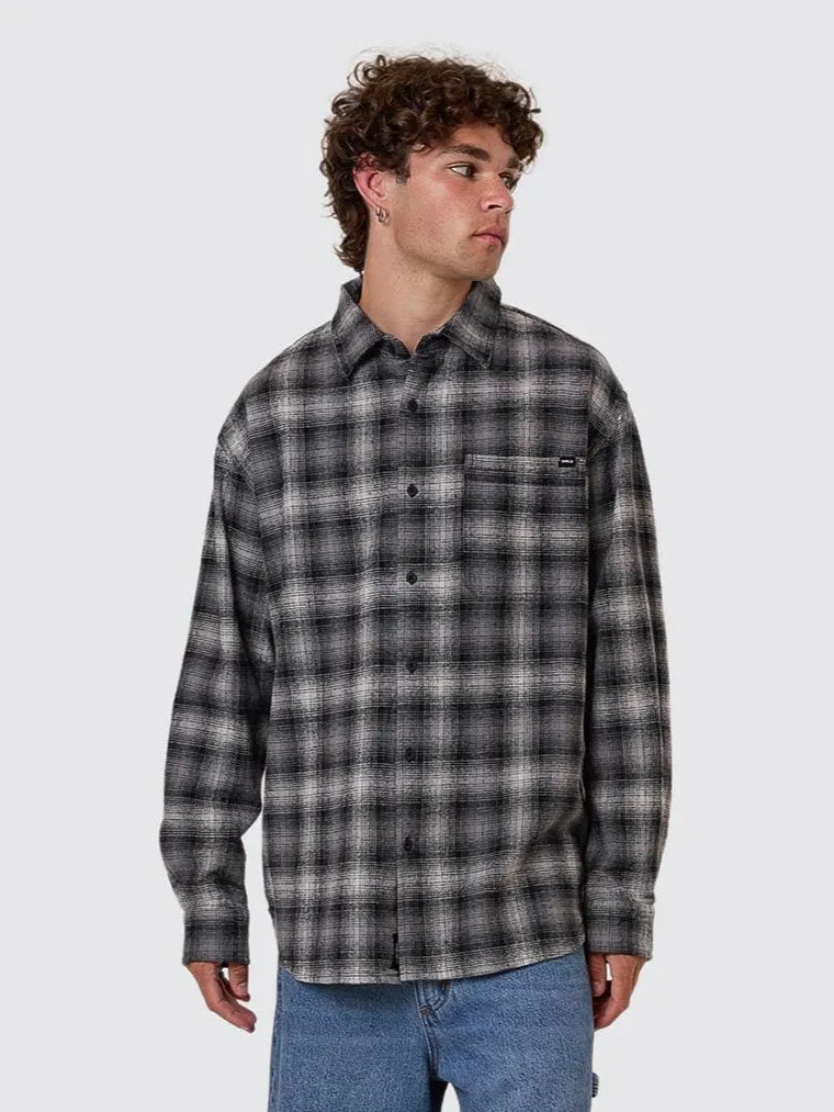 Barrio Long Sleeve Flannel Shirt - Black sold by Thrills