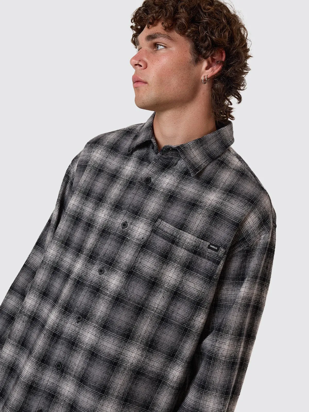 Barrio Long Sleeve Flannel Shirt - Black sold by Thrills product image thumbnail 2