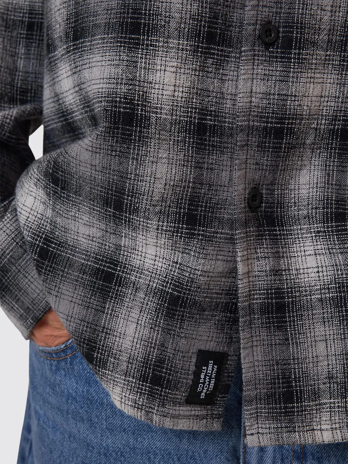 Barrio Long Sleeve Flannel Shirt - Black sold by Thrills product image thumbnail 3