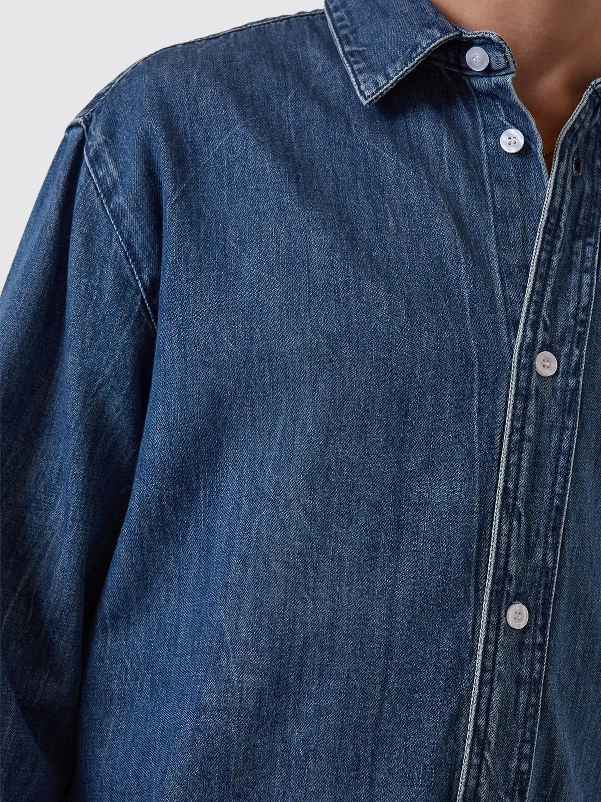 Canyon Oversize Long Sleeve Denim Shirt - Vanish Mid Blue sold by Thrills product image thumbnail 3