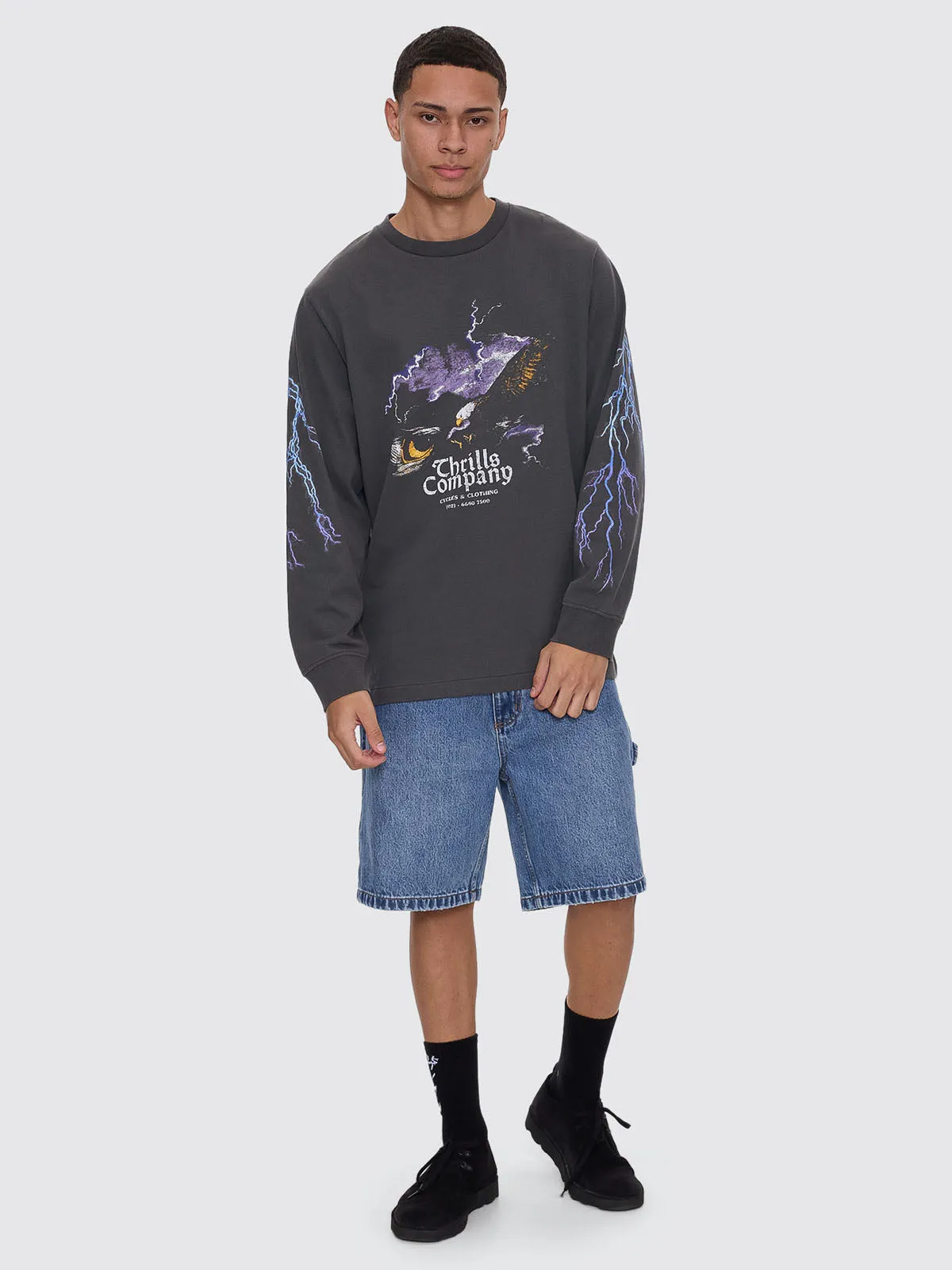 Flight Risk Oversize Fit Long Sleeve Tee - Merch Black sold by Thrills product image thumbnail 3