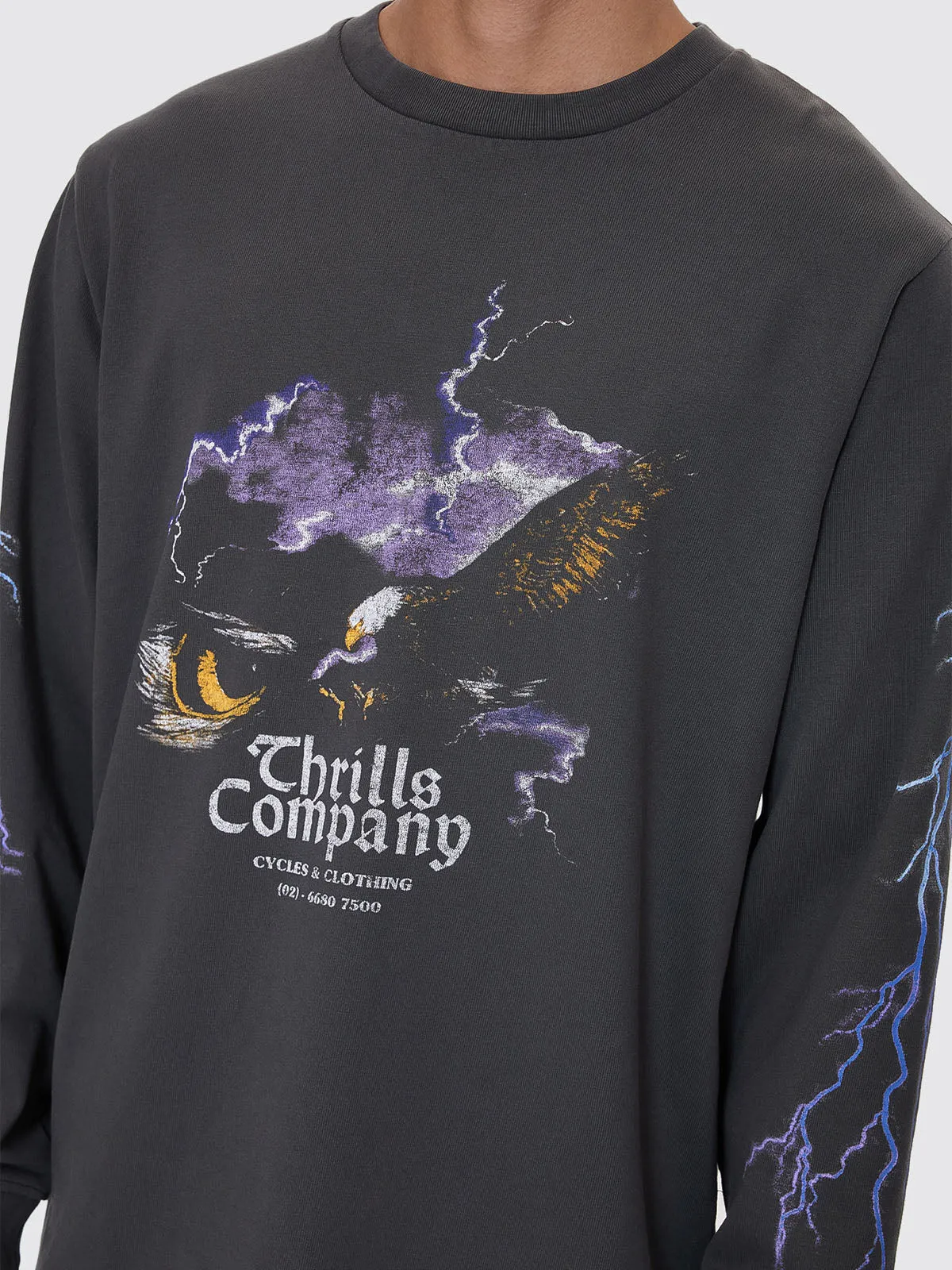 Flight Risk Oversize Fit Long Sleeve Tee - Merch Black sold by Thrills product image thumbnail 2