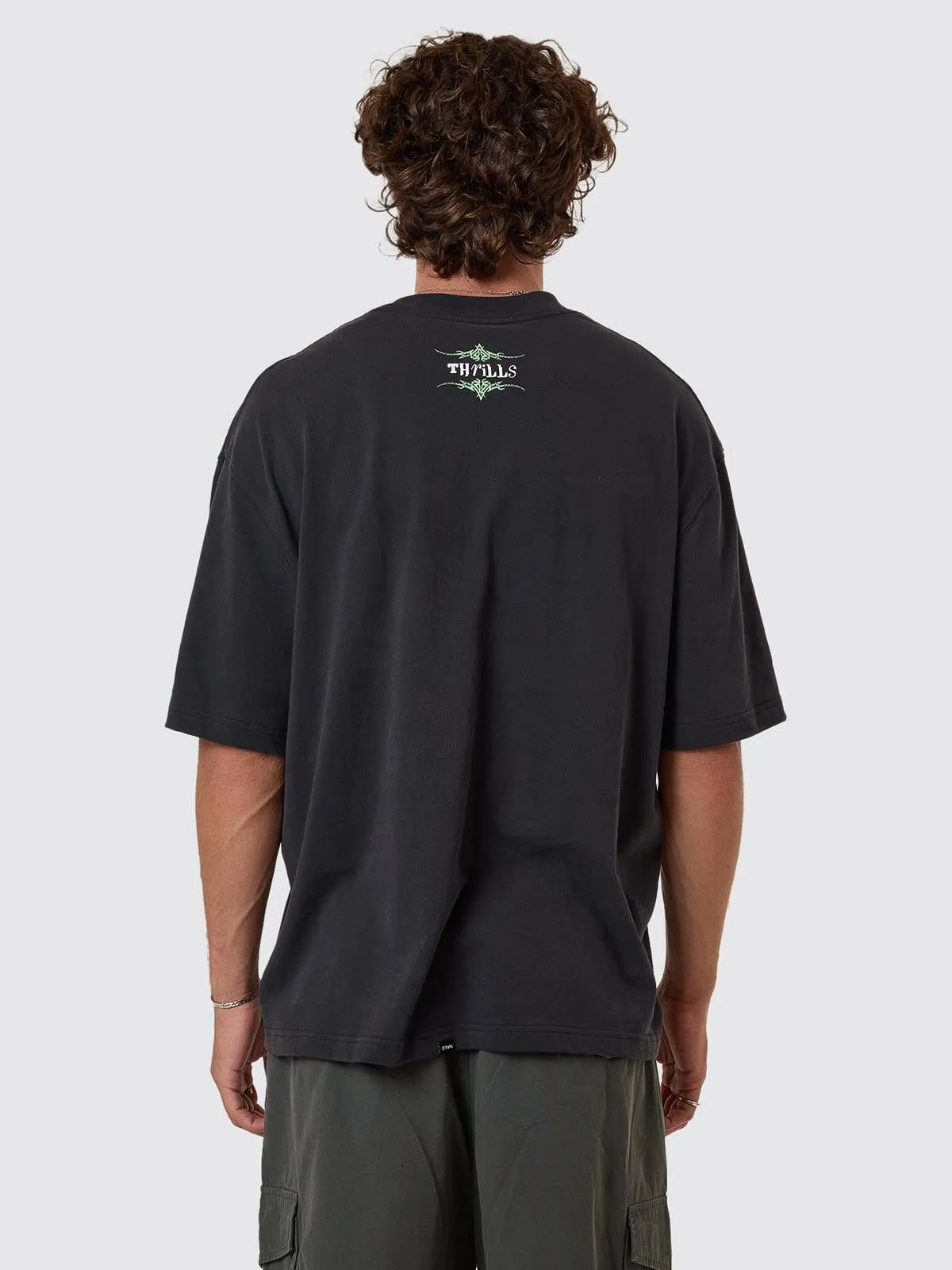 Transmission Box Fit Oversize Cropped Tee - Washed Black sold by Thrills product image thumbnail 4