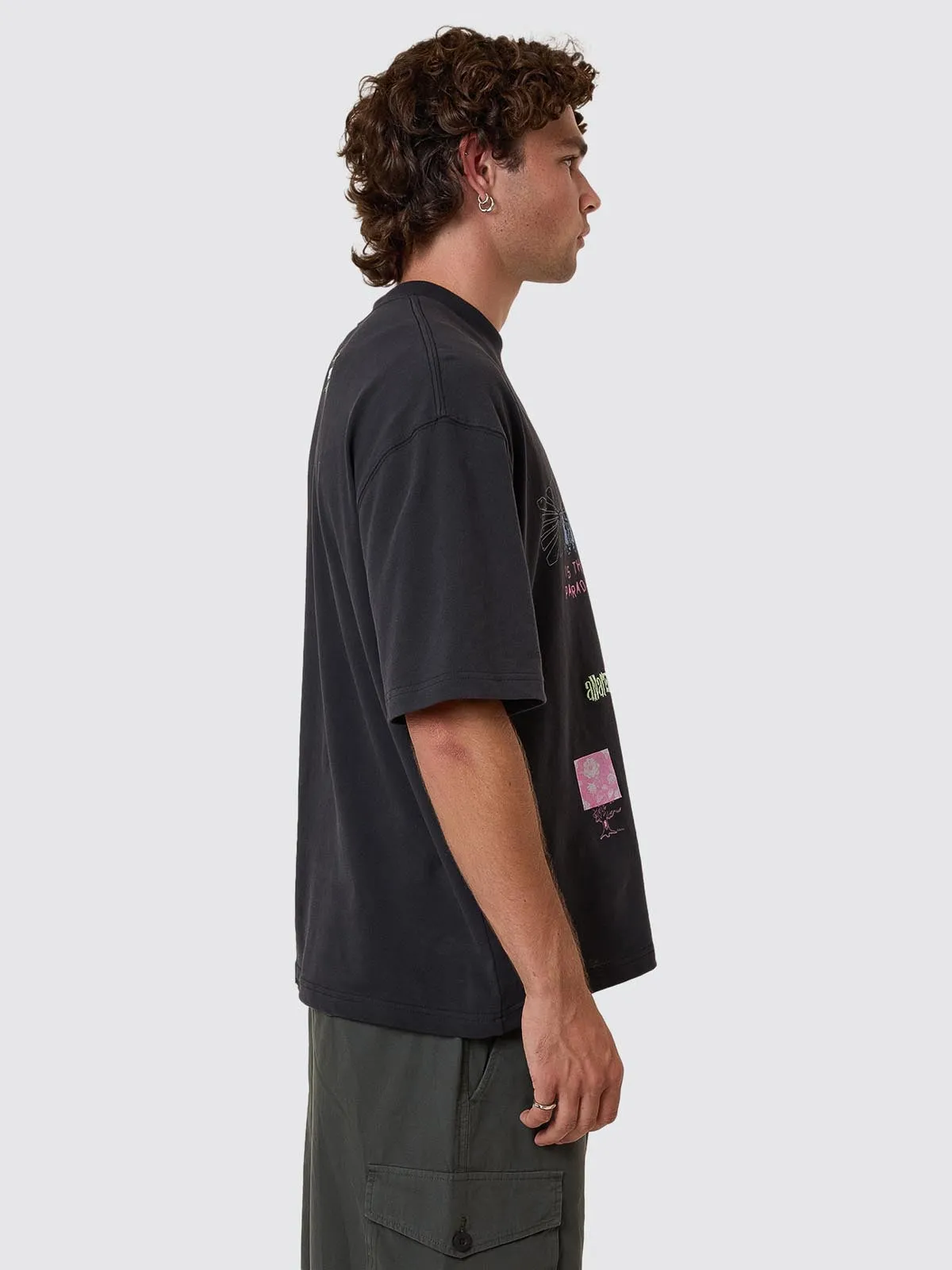 Transmission Box Fit Oversize Cropped Tee - Washed Black sold by Thrills product image thumbnail 5