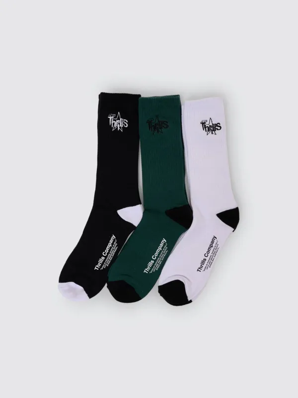 Superblast 3 Pack Sock - White - Sea Pine - Black sold by Thrills