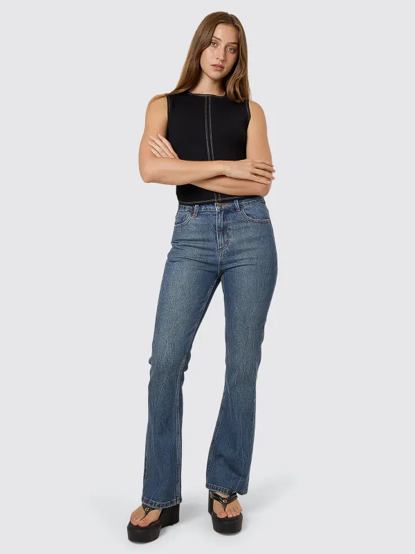 Jesse High Rise Stretch Bootcut Jean - Vanish Mid Blue sold by Thrills