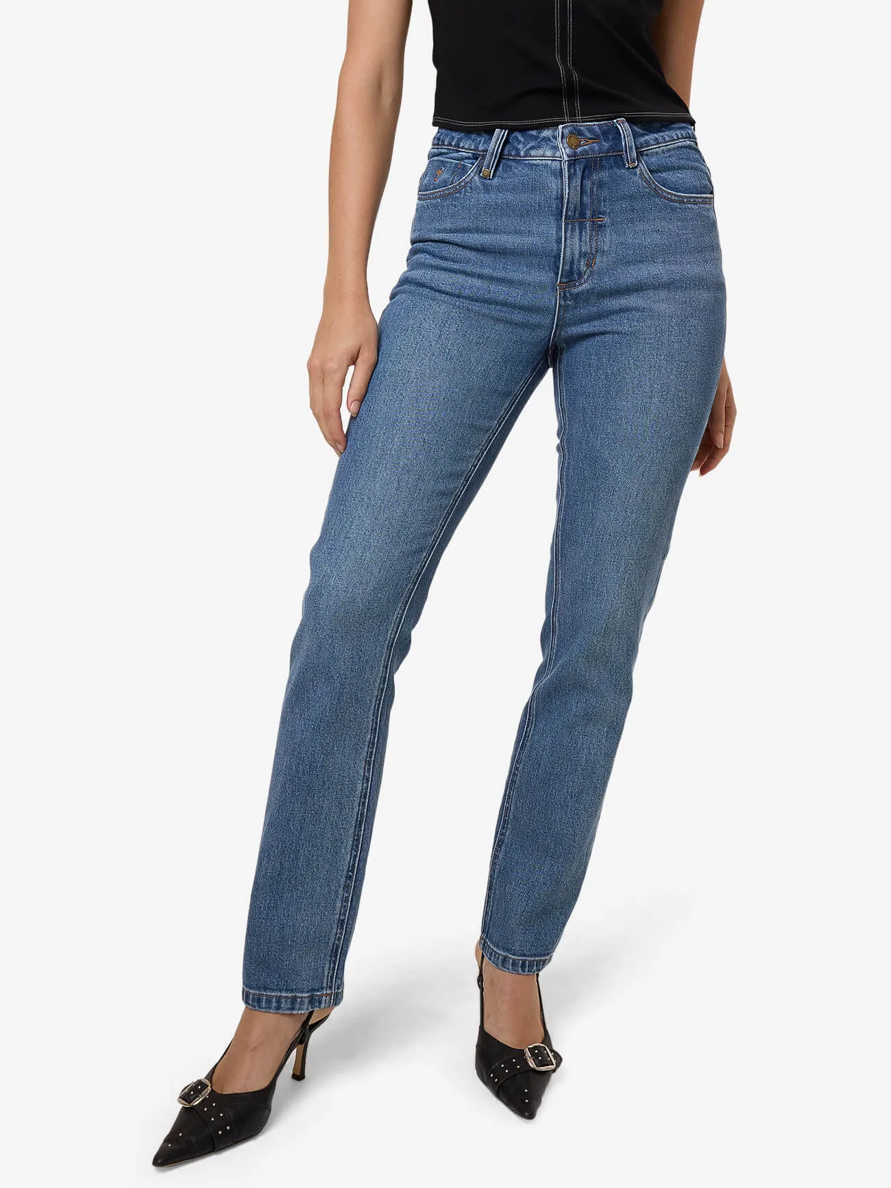 Nicole High Rise Stretch Straight Jean - Stoned Blues sold by Thrills product image thumbnail 2