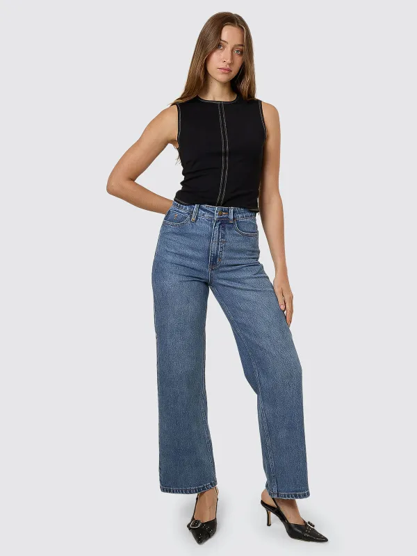 Holly High Rise Stretch Wide Jean - Stoned Blues made by Thrills
