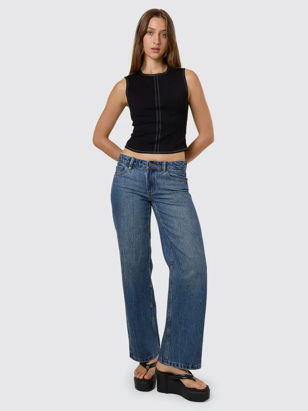Saskia Low Rise Straight Jean - Vanish Mid Blue sold by Thrills