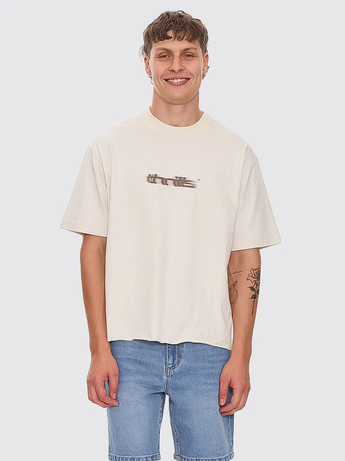 Metamorphic Daze Box Fit Oversize Short Raw Hem Tee - Heritage White sold by Thrills product image thumbnail 5