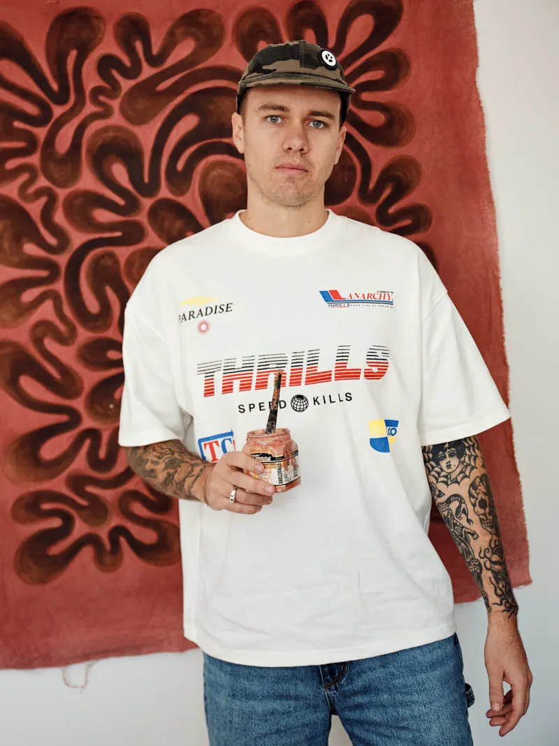 Anarchy In Paradise Box Fit Oversize Tee - Dirty White sold by Thrills