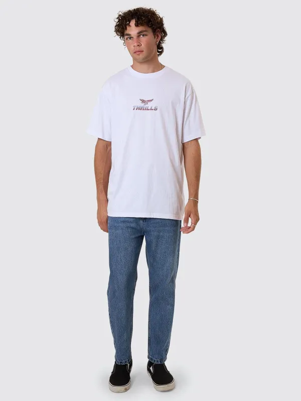 Chopped Straight Cropped Denim Jean - Stoned Blues sold by Thrills