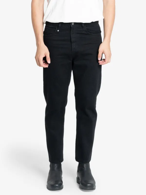 Chopped Straight Cropped Denim Jean Jean - Black Rinse sold by Thrills