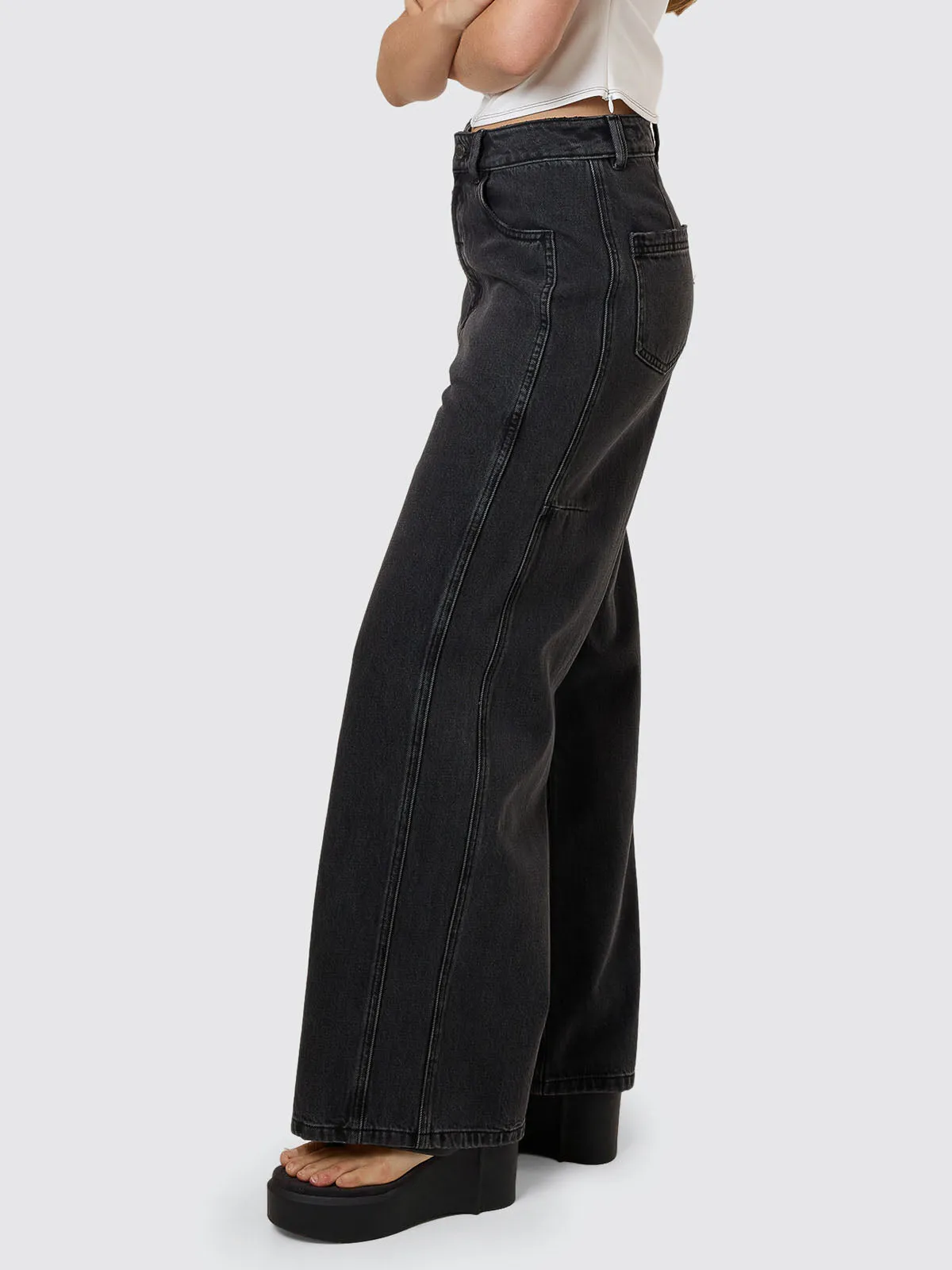 Ashton High Rise Wide Jean Tall fit - Ash Black sold by Thrills product image thumbnail 3