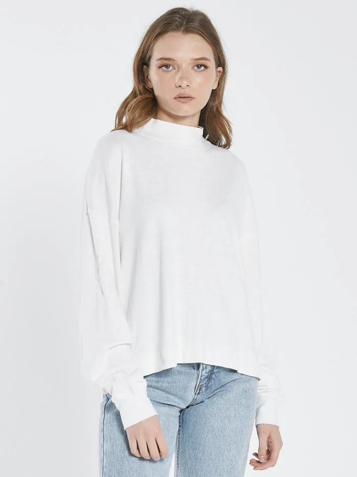 Hemp Mock Neck Long Sleeve Tee - Dirty White sold by Thrills