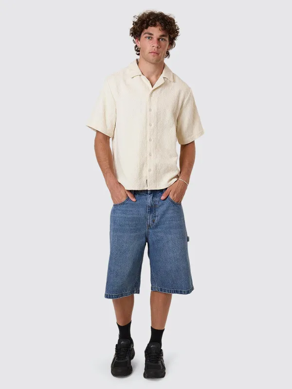 Vanished Cropped Short Bowling Shirt - Heritage White sold by Thrills