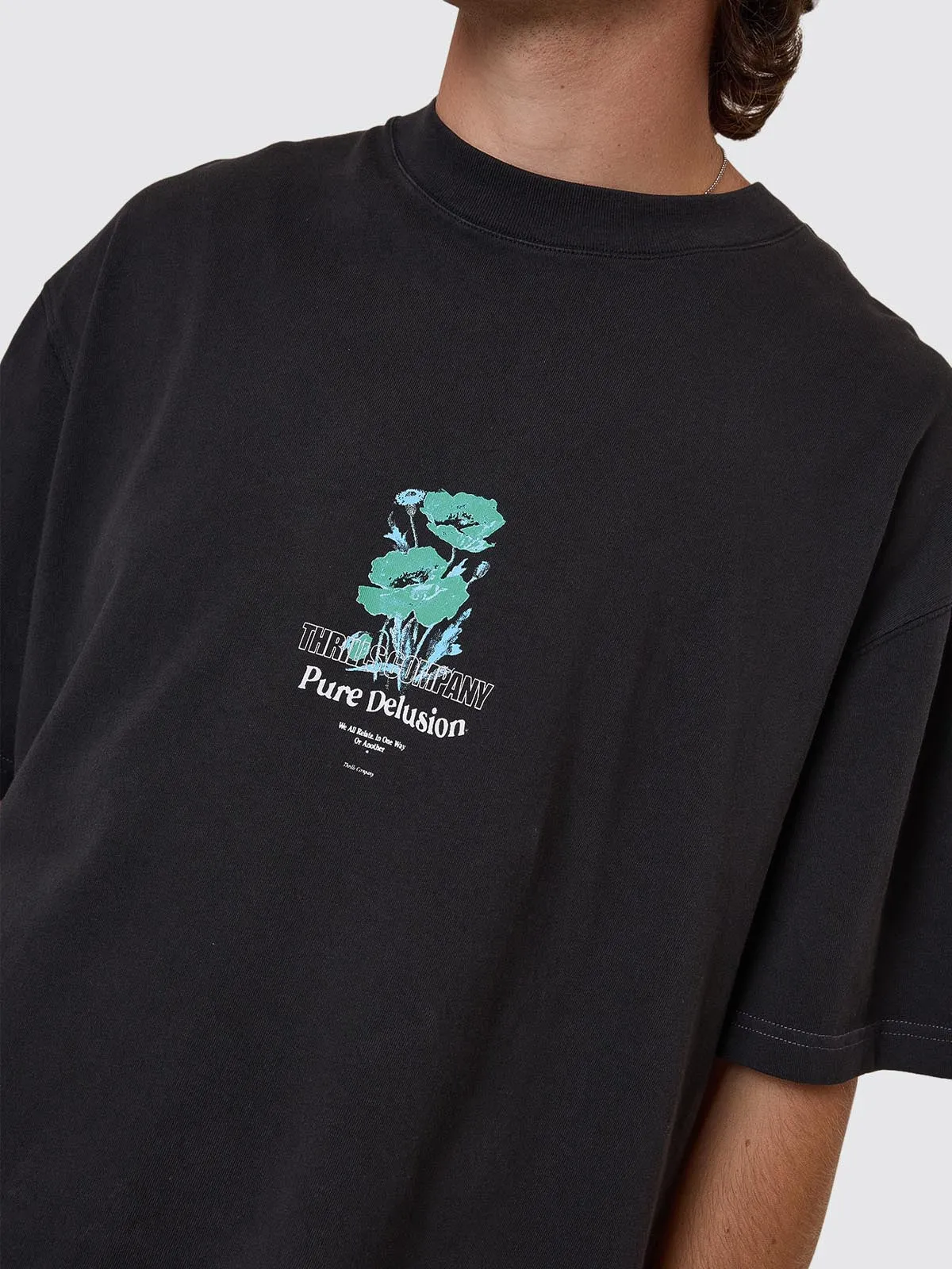 Pure Delusion Box Fit Oversize Cropped Tee - Faded Black sold by Thrills product image thumbnail 3