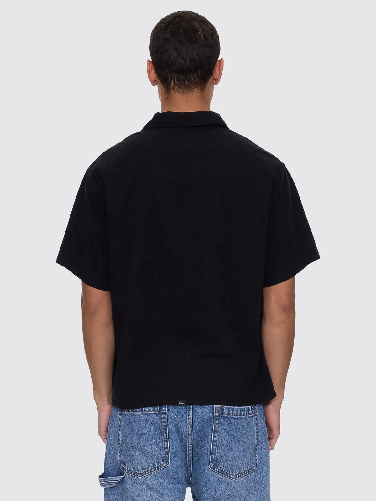 Appreciation Short Sleeve Cropped Work Shirt - Black sold by Thrills product image thumbnail 4