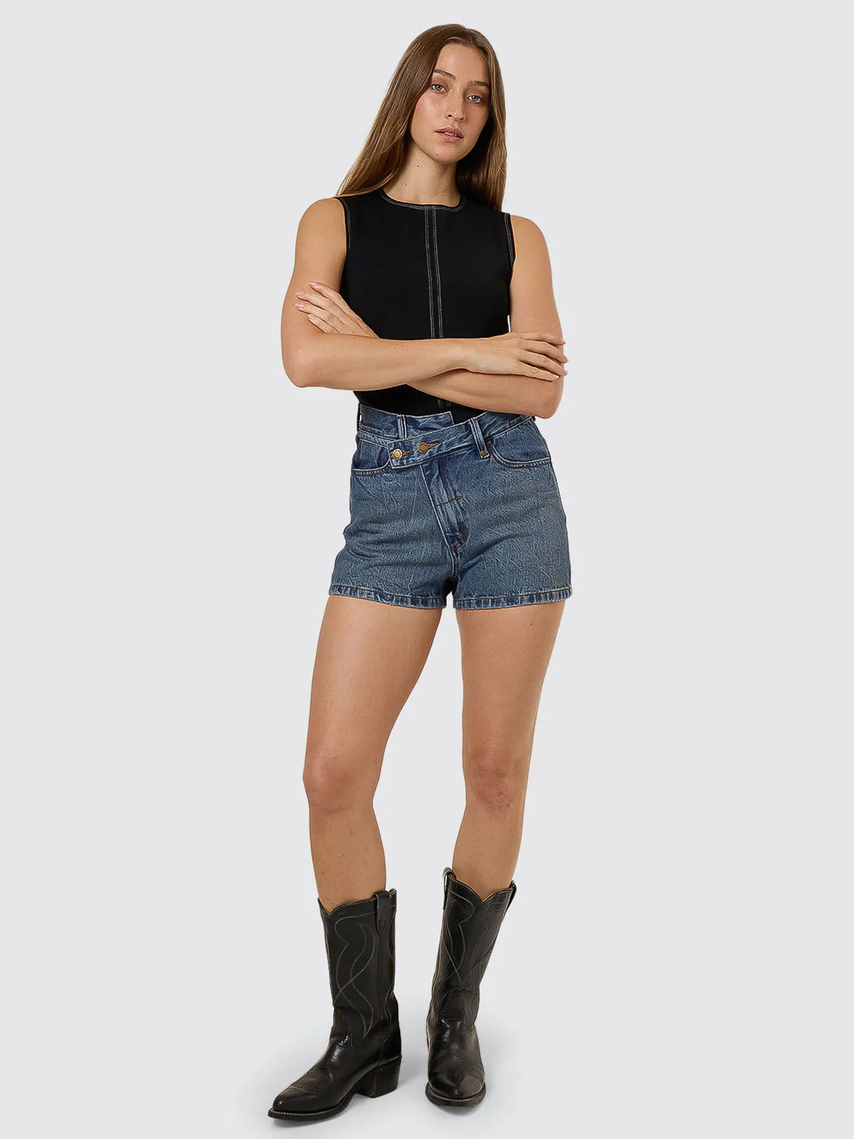 Kai Wrap Short - Vanish Mid Blue sold by Thrills